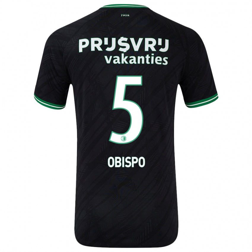 Niño Camiseta Celainy Obispo #5 Negro Verde 2ª Equipación 2024/25 La Camisa