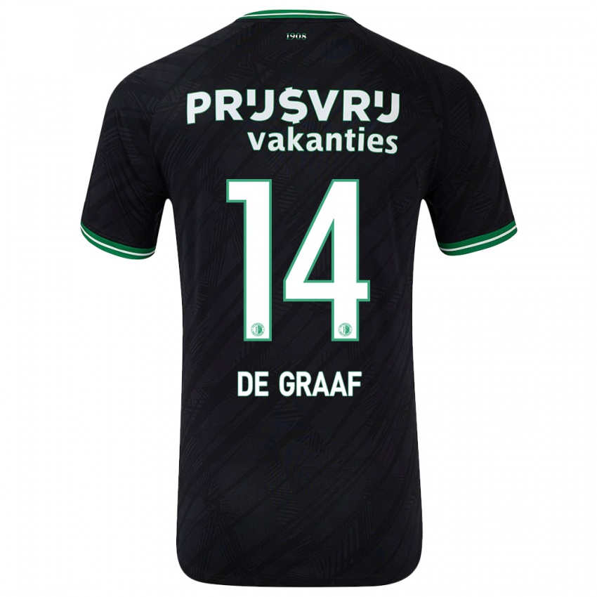 Niño Camiseta Esmee De Graaf #14 Negro Verde 2ª Equipación 2024/25 La Camisa