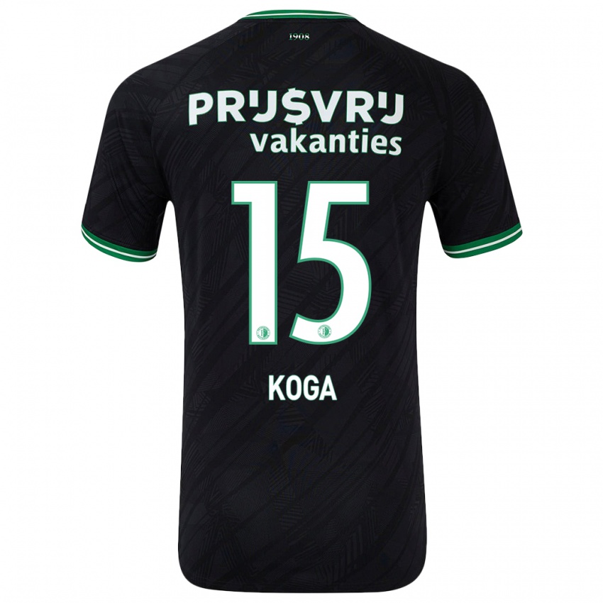 Niño Camiseta Tōko Koga #15 Negro Verde 2ª Equipación 2024/25 La Camisa