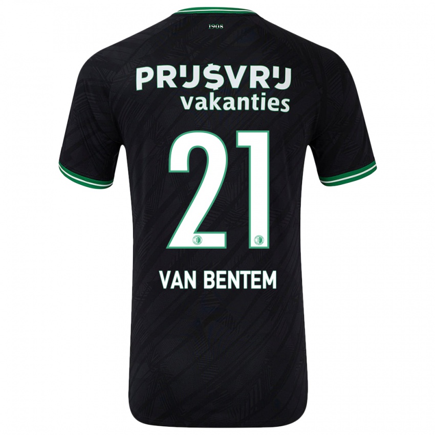 Niño Camiseta Tess Van Bentem #21 Negro Verde 2ª Equipación 2024/25 La Camisa