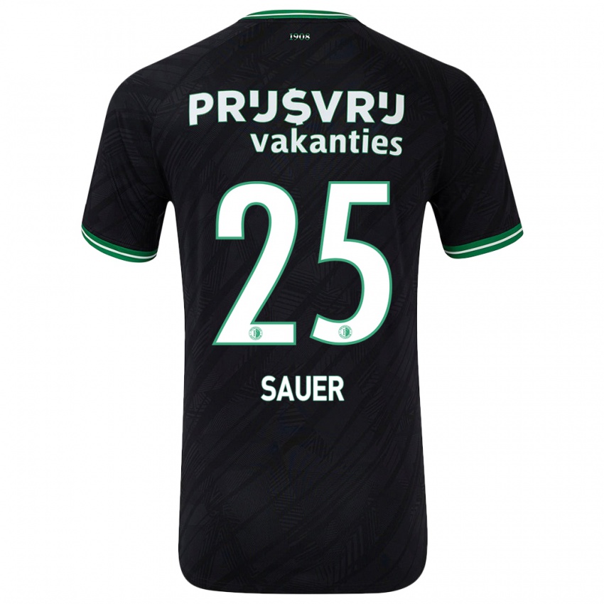 Niño Camiseta Leo Sauer #25 Negro Verde 2ª Equipación 2024/25 La Camisa