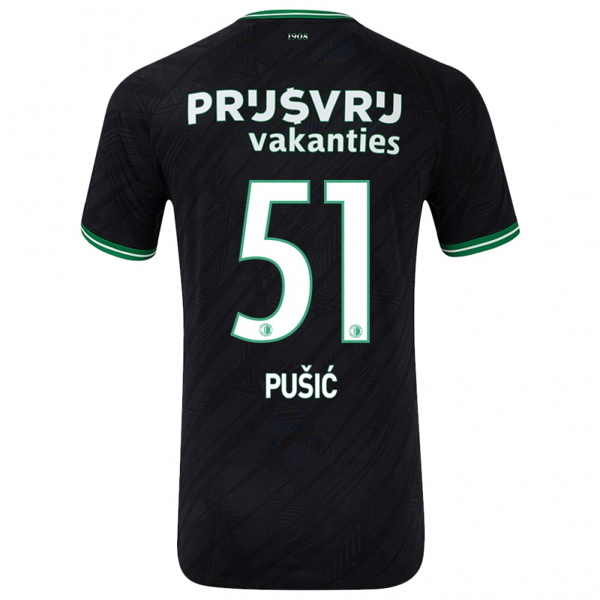 Niño Camiseta Noah Pušić #51 Negro Verde 2ª Equipación 2024/25 La Camisa