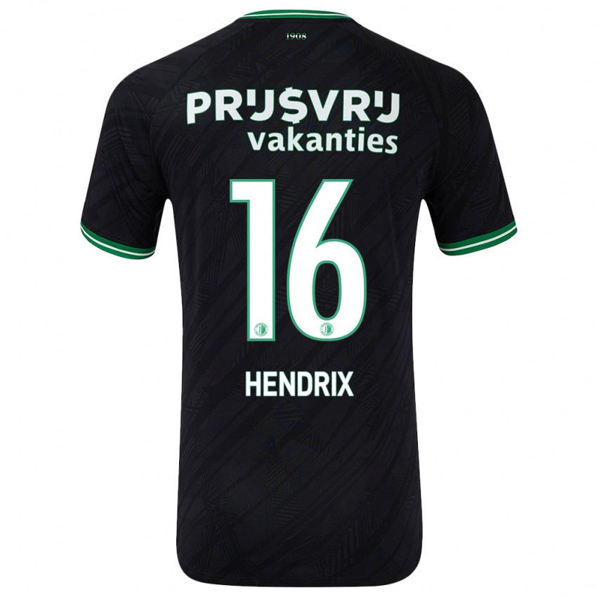 Niño Camiseta Jorrit Hendrix #16 Negro Verde 2ª Equipación 2024/25 La Camisa