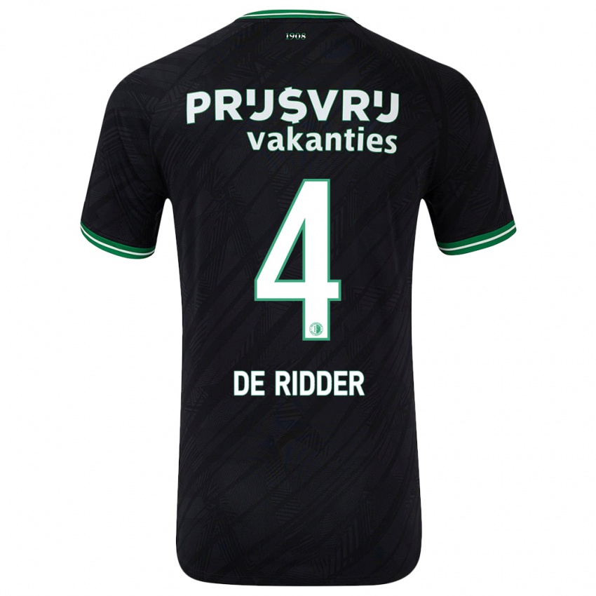 Niño Camiseta Robine De Ridder #4 Negro Verde 2ª Equipación 2024/25 La Camisa