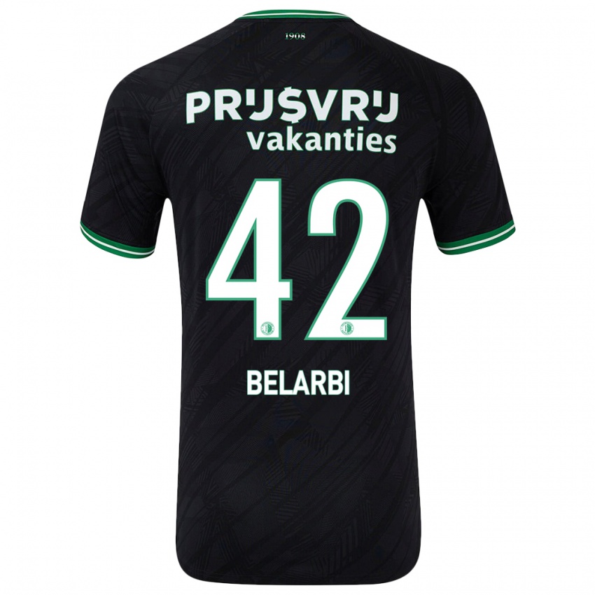 Niño Camiseta Abdel Belarbi #42 Negro Verde 2ª Equipación 2024/25 La Camisa