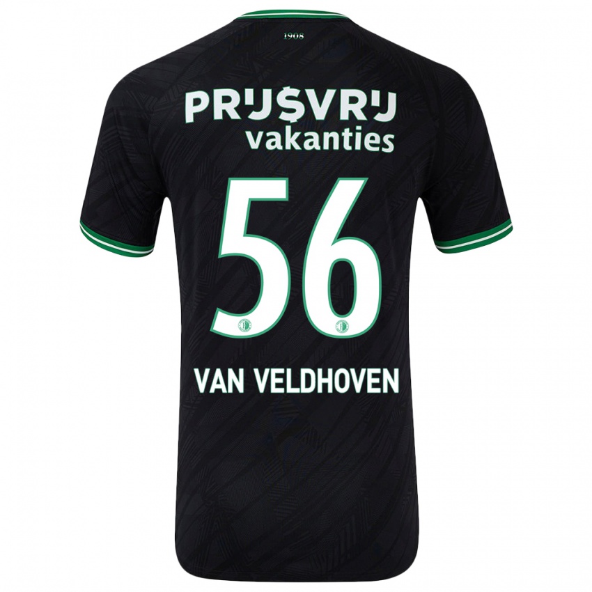 Niño Camiseta Kars Van Veldhoven #56 Negro Verde 2ª Equipación 2024/25 La Camisa