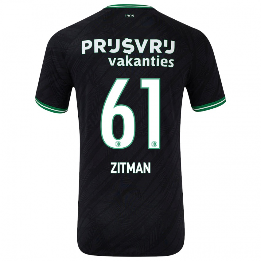 Niño Camiseta Sven Zitman #61 Negro Verde 2ª Equipación 2024/25 La Camisa