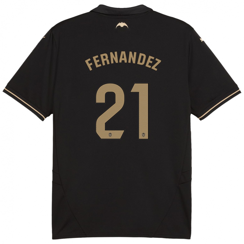 Niño Camiseta Estela Fernández #21 Negro 2ª Equipación 2024/25 La Camisa