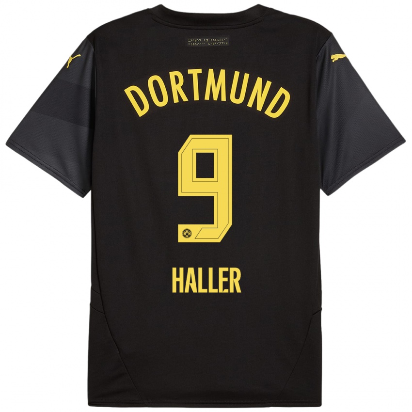 Niño Camiseta Sebastien Haller #9 Negro Amarillo 2ª Equipación 2024/25 La Camisa