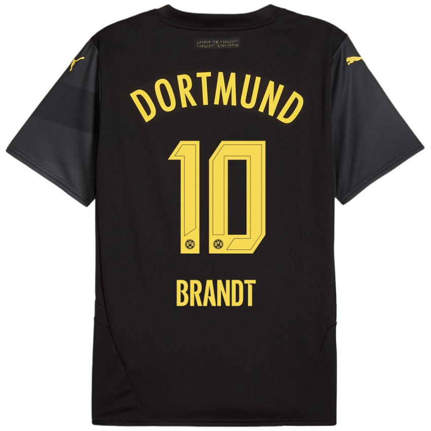 Niño Camiseta Julian Brandt #10 Negro Amarillo 2ª Equipación 2024/25 La Camisa