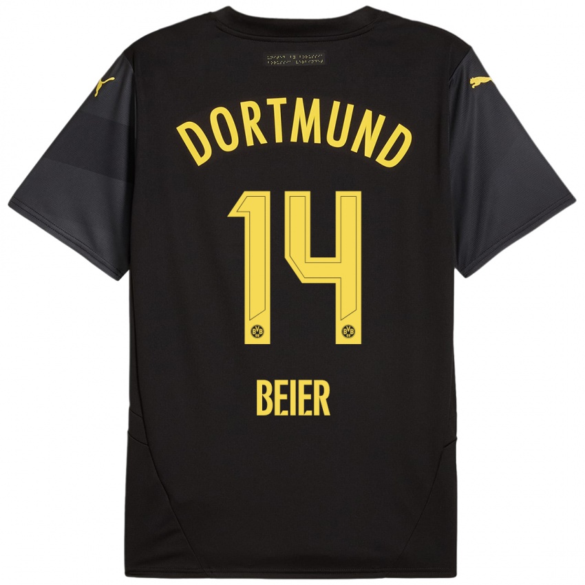 Niño Camiseta Maximilian Beier #14 Negro Amarillo 2ª Equipación 2024/25 La Camisa