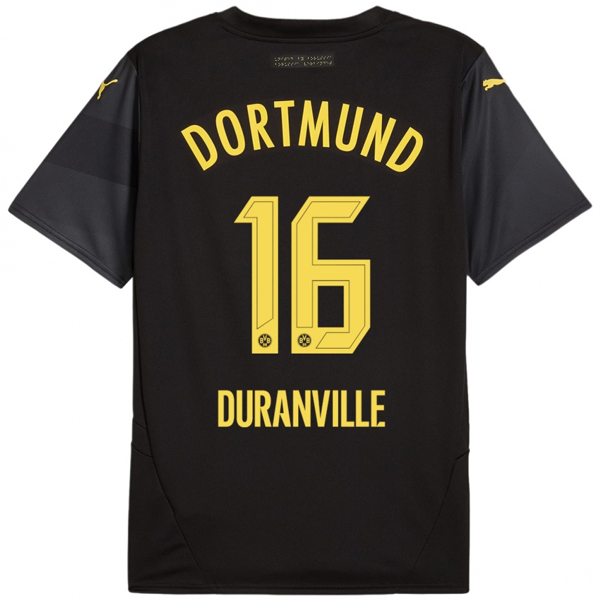 Niño Camiseta Julien Duranville #16 Negro Amarillo 2ª Equipación 2024/25 La Camisa