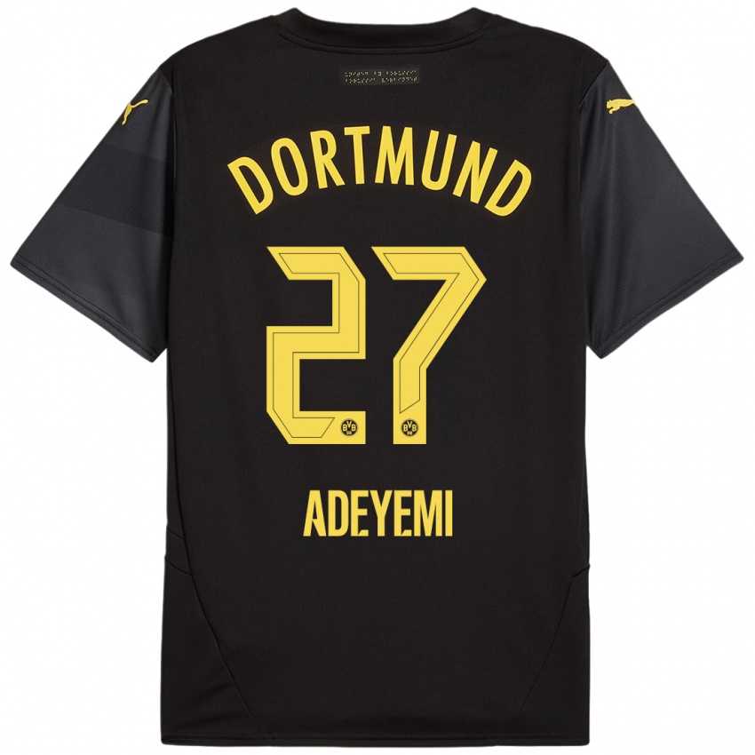 Niño Camiseta Karim Adeyemi #27 Negro Amarillo 2ª Equipación 2024/25 La Camisa