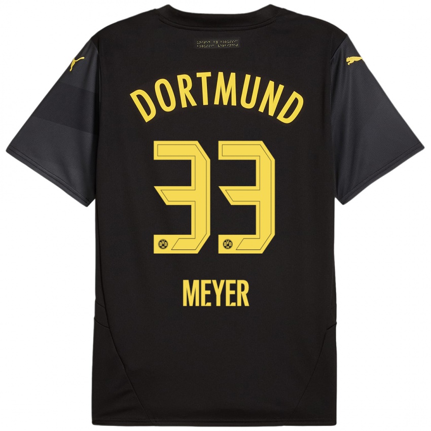 Niño Camiseta Alexander Meyer #33 Negro Amarillo 2ª Equipación 2024/25 La Camisa