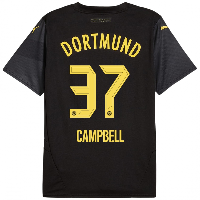 Niño Camiseta Cole Campbell #37 Negro Amarillo 2ª Equipación 2024/25 La Camisa