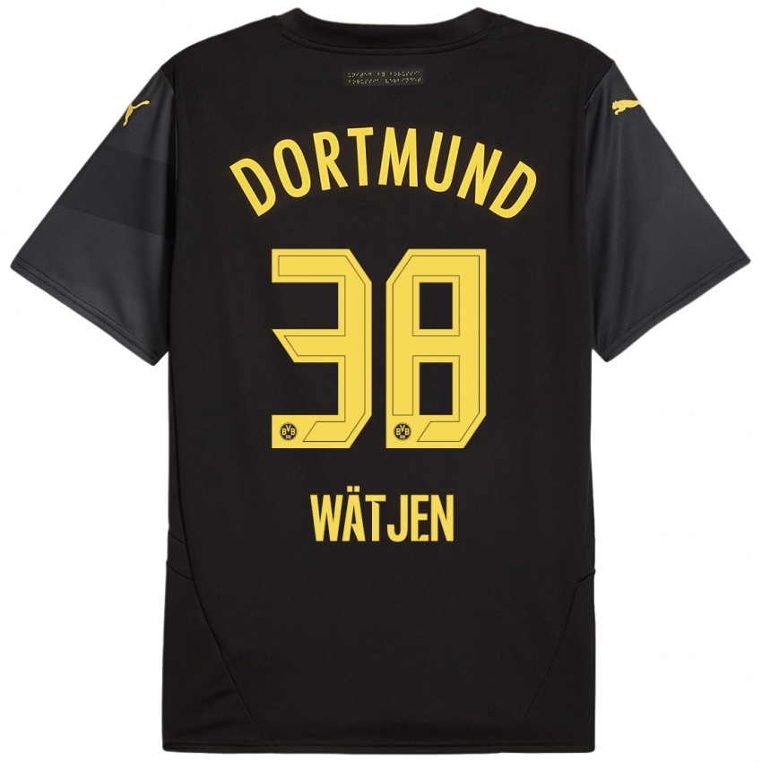 Niño Camiseta Kjell Wätjen #38 Negro Amarillo 2ª Equipación 2024/25 La Camisa