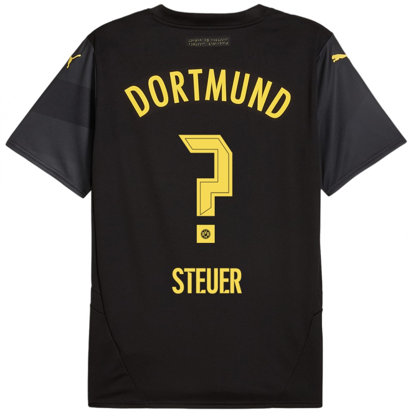 Niño Camiseta Etienne Steuer #0 Negro Amarillo 2ª Equipación 2024/25 La Camisa