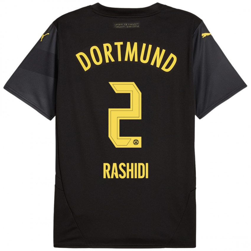 Niño Camiseta William Rashidi #2 Negro Amarillo 2ª Equipación 2024/25 La Camisa