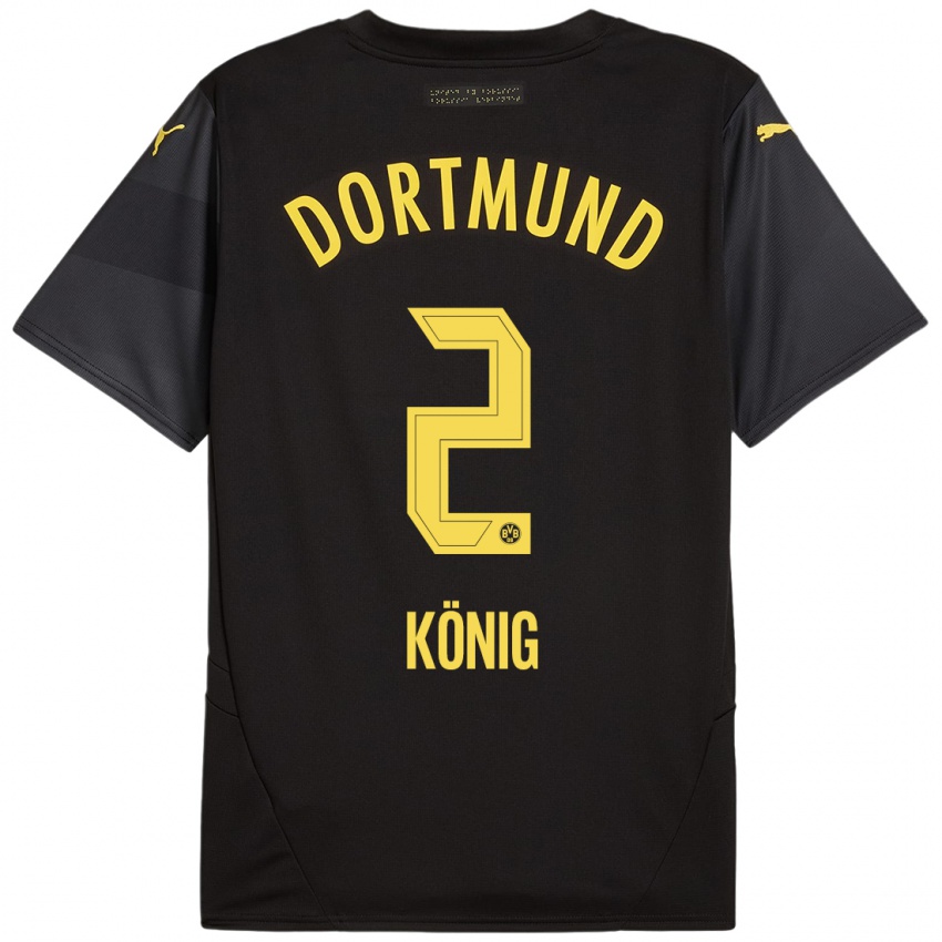 Niño Camiseta Niklas König #2 Negro Amarillo 2ª Equipación 2024/25 La Camisa