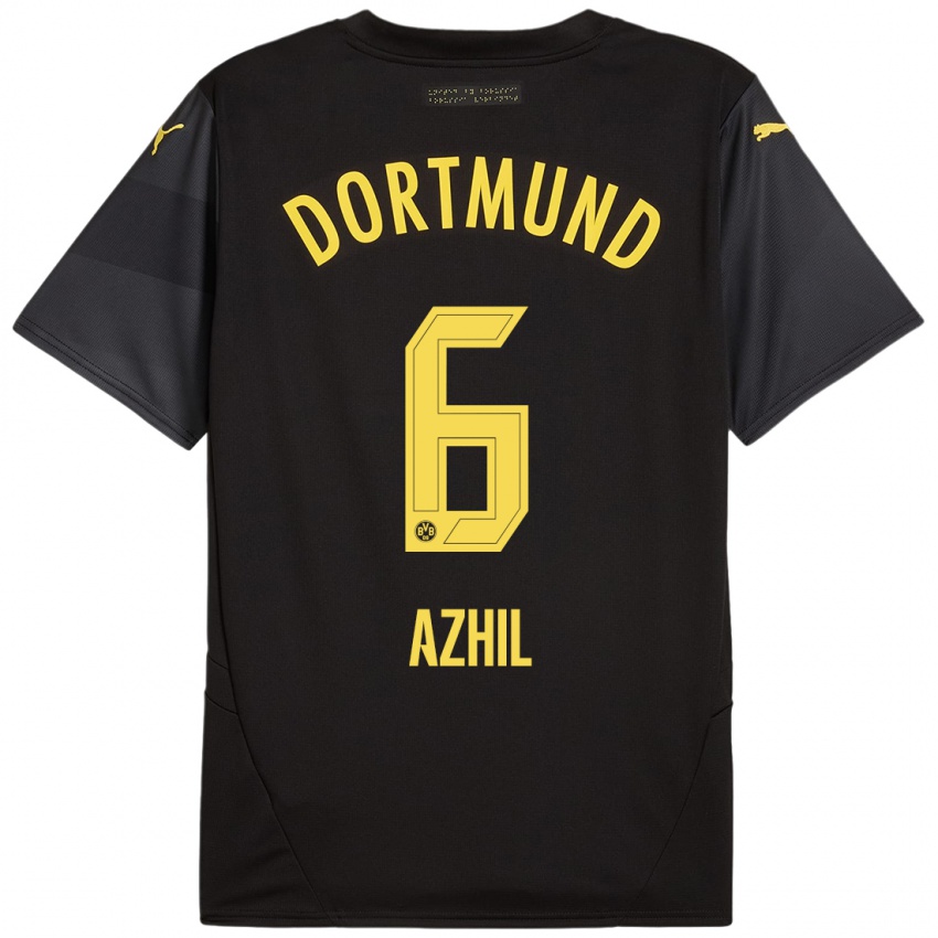 Niño Camiseta Ayman Azhil #6 Negro Amarillo 2ª Equipación 2024/25 La Camisa