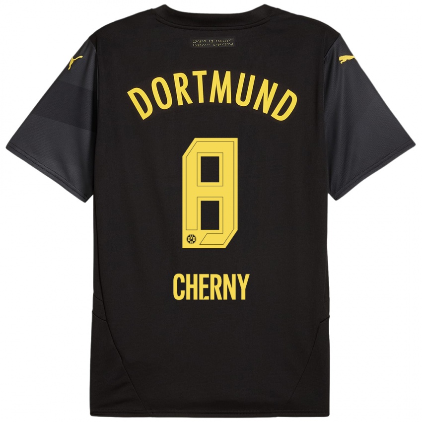 Niño Camiseta Nick Cherny #8 Negro Amarillo 2ª Equipación 2024/25 La Camisa