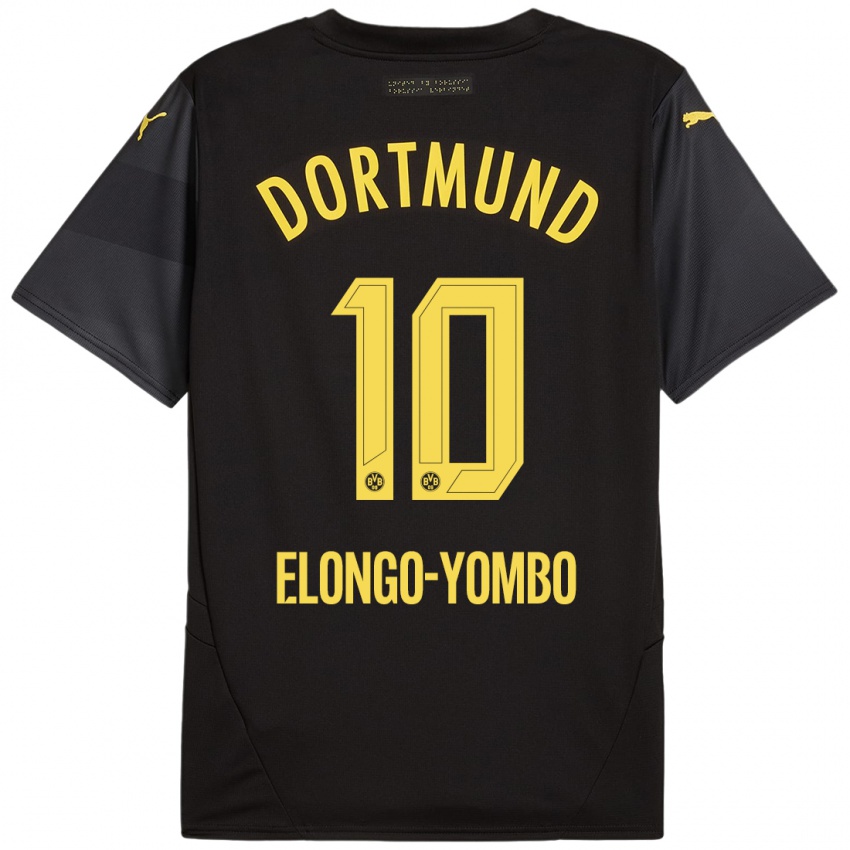 Niño Camiseta Rodney Elongo-Yombo #10 Negro Amarillo 2ª Equipación 2024/25 La Camisa