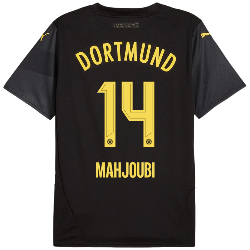 Niño Camiseta Anas Mahjoubi #14 Negro Amarillo 2ª Equipación 2024/25 La Camisa