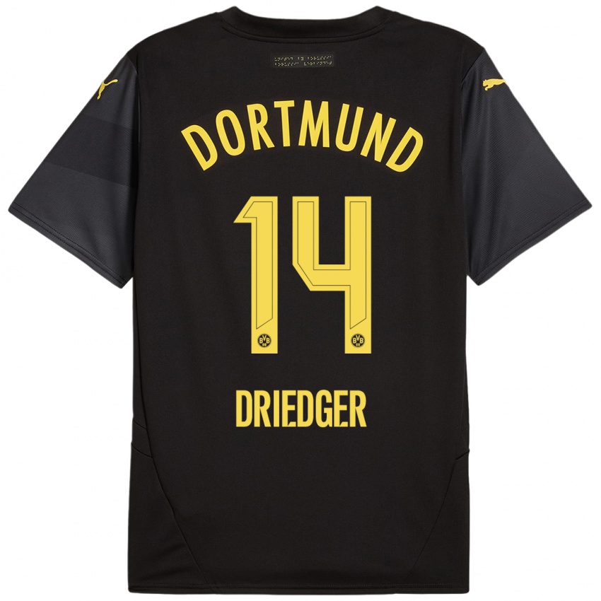 Niño Camiseta Julian Driedger #14 Negro Amarillo 2ª Equipación 2024/25 La Camisa