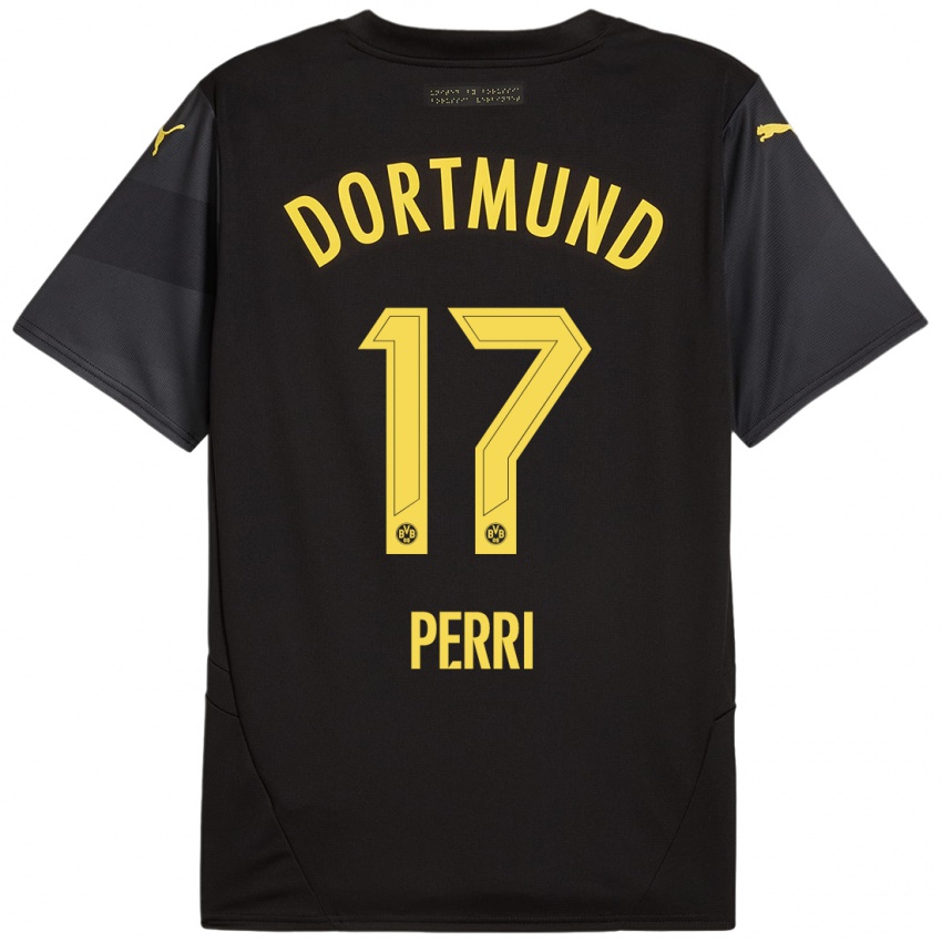 Niño Camiseta Luca Perri #17 Negro Amarillo 2ª Equipación 2024/25 La Camisa