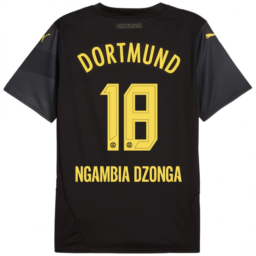 Niño Camiseta Diego Ngambia Dzonga #18 Negro Amarillo 2ª Equipación 2024/25 La Camisa