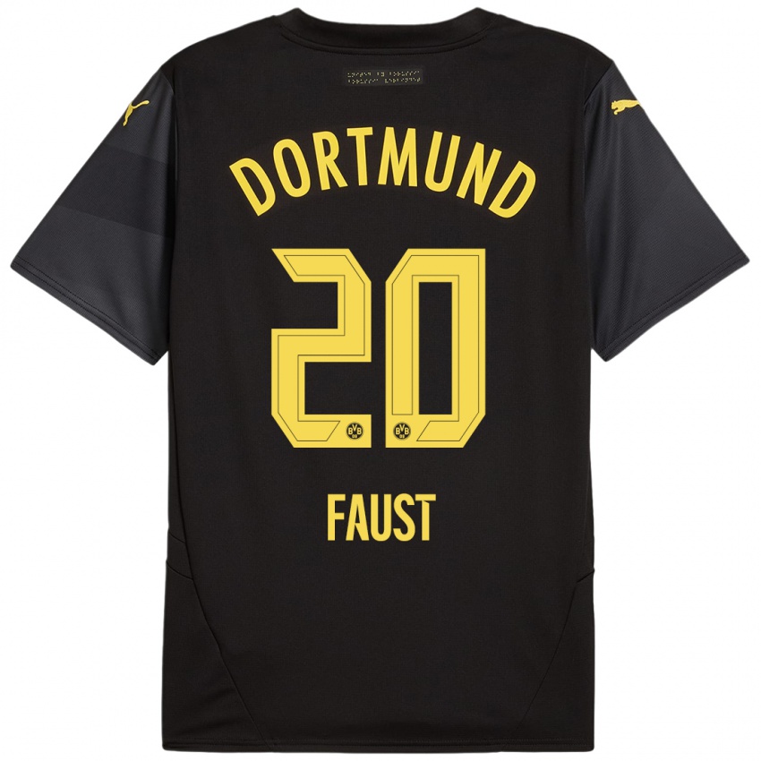 Niño Camiseta Tom Faust #20 Negro Amarillo 2ª Equipación 2024/25 La Camisa