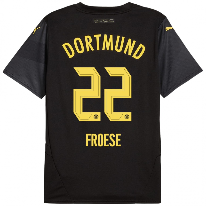 Niño Camiseta Julien Froese #22 Negro Amarillo 2ª Equipación 2024/25 La Camisa