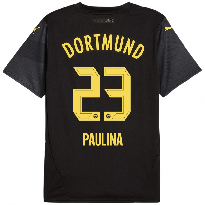 Niño Camiseta Jordi Paulina #23 Negro Amarillo 2ª Equipación 2024/25 La Camisa