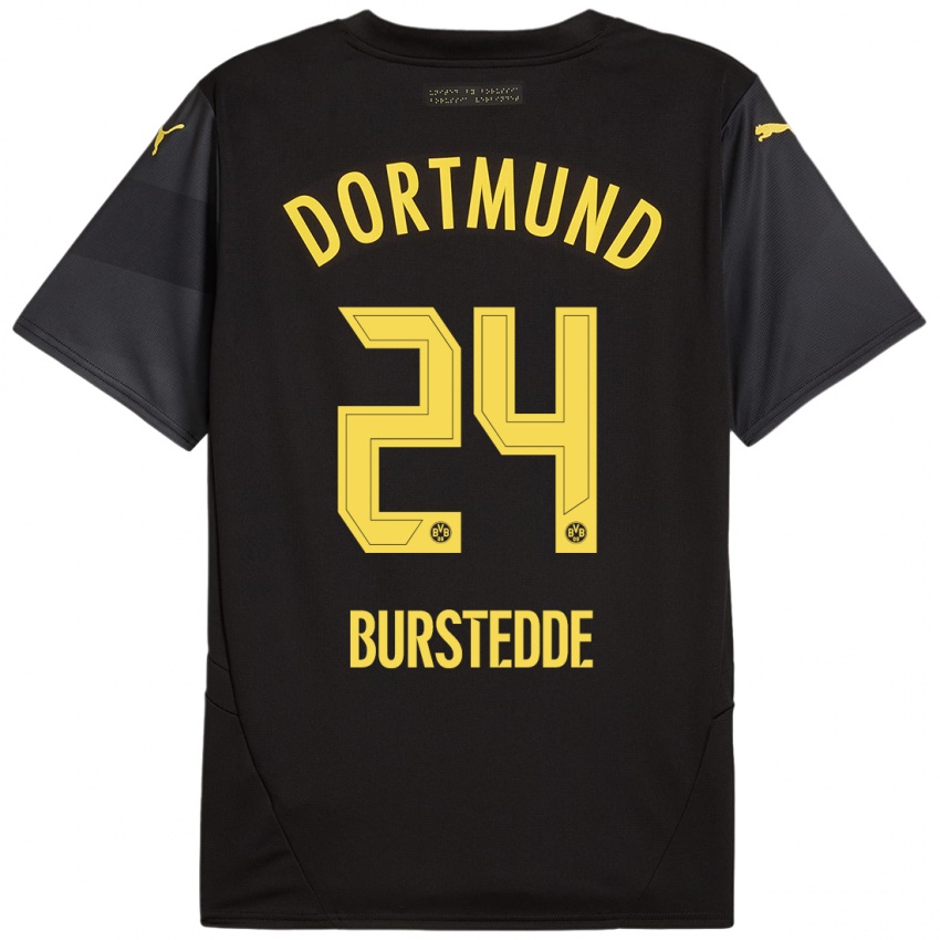 Niño Camiseta Joshua Burstedde #24 Negro Amarillo 2ª Equipación 2024/25 La Camisa