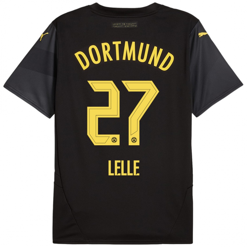 Niño Camiseta David Lelle #27 Negro Amarillo 2ª Equipación 2024/25 La Camisa