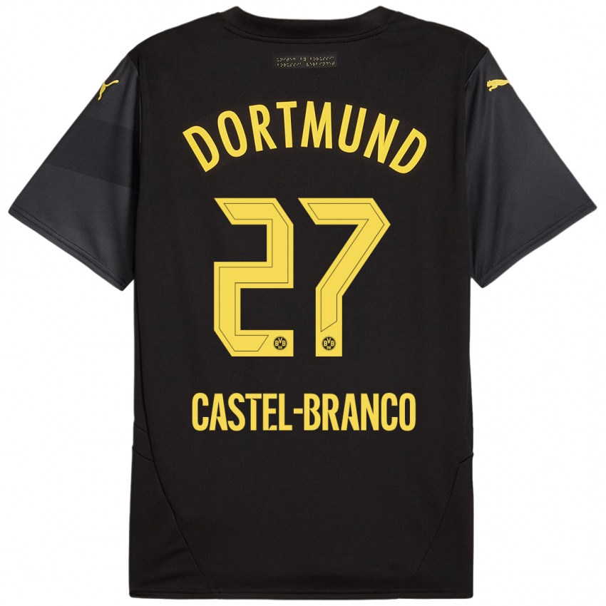 Niño Camiseta Diego Castel-Branco #27 Negro Amarillo 2ª Equipación 2024/25 La Camisa