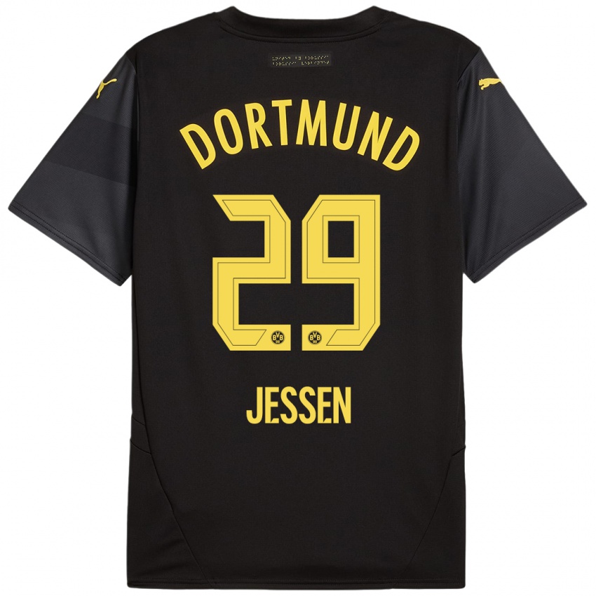 Niño Camiseta Niklas Jessen #29 Negro Amarillo 2ª Equipación 2024/25 La Camisa