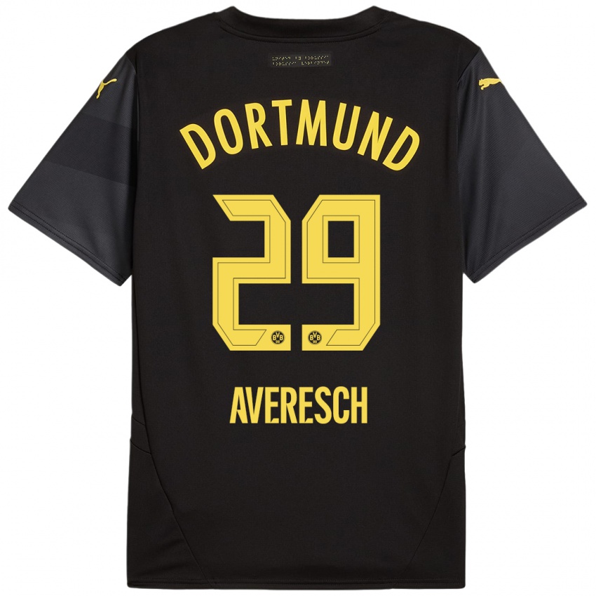 Niño Camiseta Noah Averesch #29 Negro Amarillo 2ª Equipación 2024/25 La Camisa