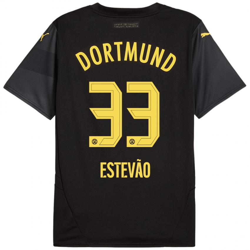 Niño Camiseta Tiago Estevão #33 Negro Amarillo 2ª Equipación 2024/25 La Camisa