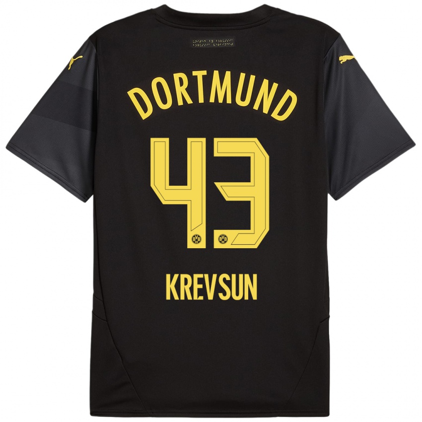 Niño Camiseta Danylo Krevsun #43 Negro Amarillo 2ª Equipación 2024/25 La Camisa