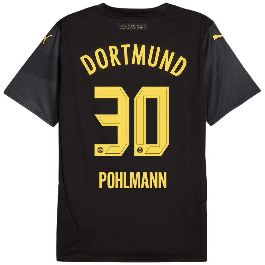 Niño Camiseta Ole Pohlmann #30 Negro Amarillo 2ª Equipación 2024/25 La Camisa