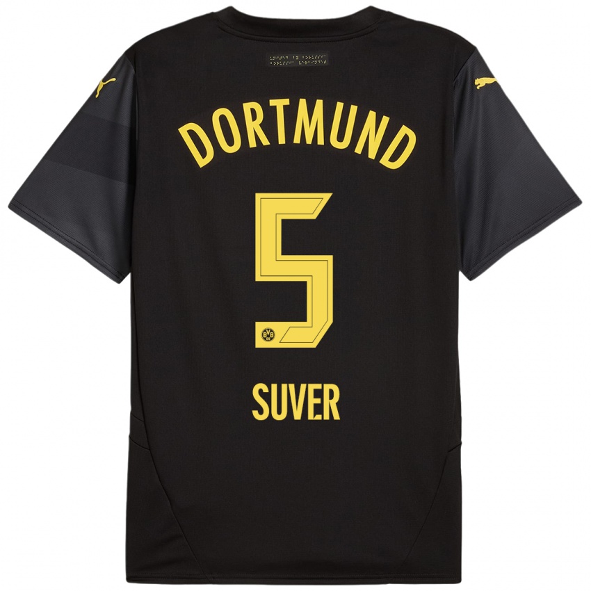 Niño Camiseta Mario Suver #5 Negro Amarillo 2ª Equipación 2024/25 La Camisa