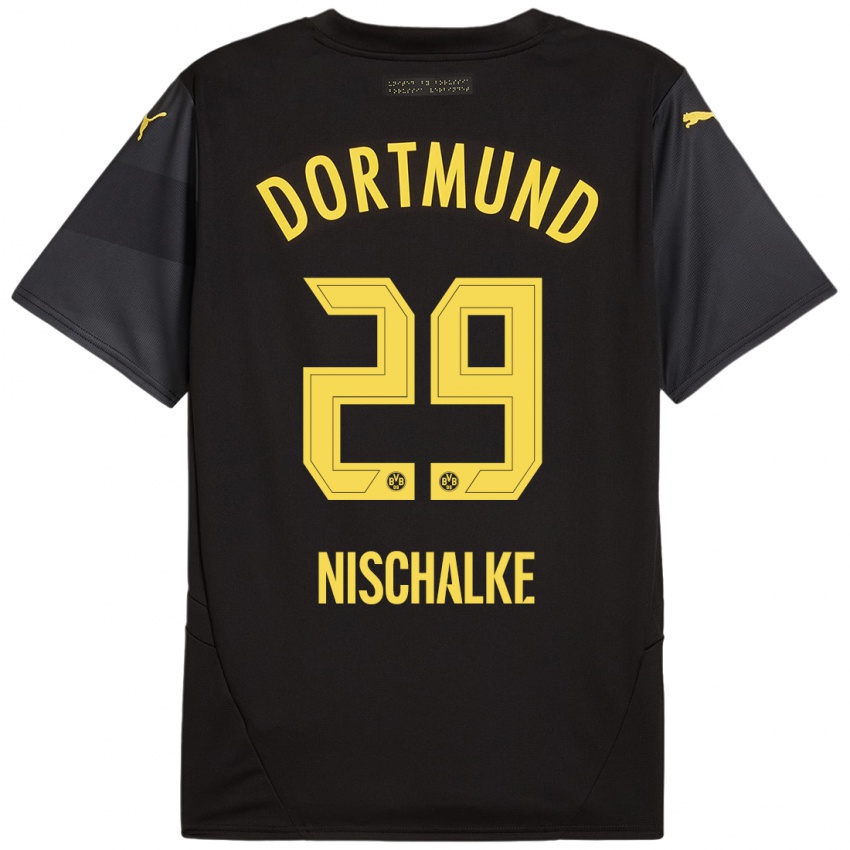 Niño Camiseta Jermain Nischalke #29 Negro Amarillo 2ª Equipación 2024/25 La Camisa