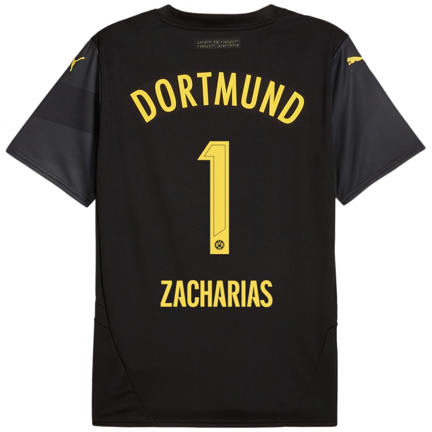 Niño Camiseta Marlon Zacharias #1 Negro Amarillo 2ª Equipación 2024/25 La Camisa