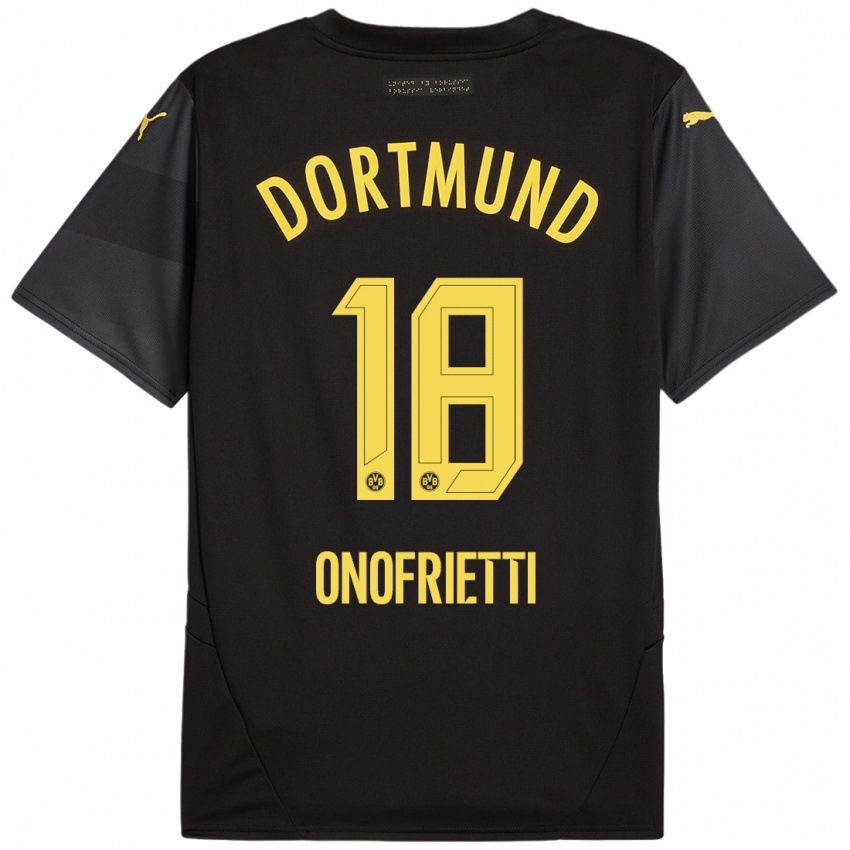 Niño Camiseta Vincenzo Onofrietti #18 Negro Amarillo 2ª Equipación 2024/25 La Camisa