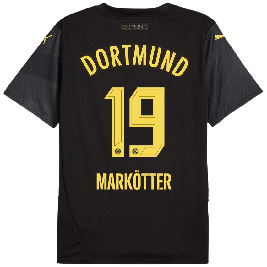 Niño Camiseta Jonah Markötter #19 Negro Amarillo 2ª Equipación 2024/25 La Camisa