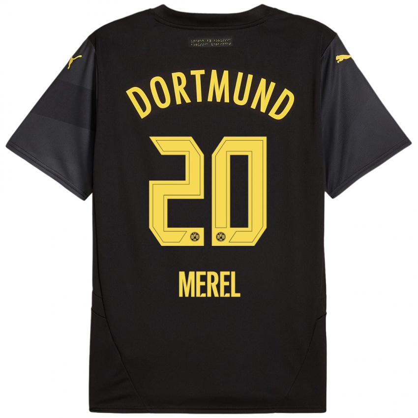 Niño Camiseta Freriks Merel #20 Negro Amarillo 2ª Equipación 2024/25 La Camisa