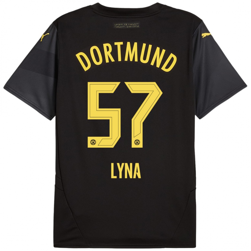 Niño Camiseta Schwarz Lyna #57 Negro Amarillo 2ª Equipación 2024/25 La Camisa