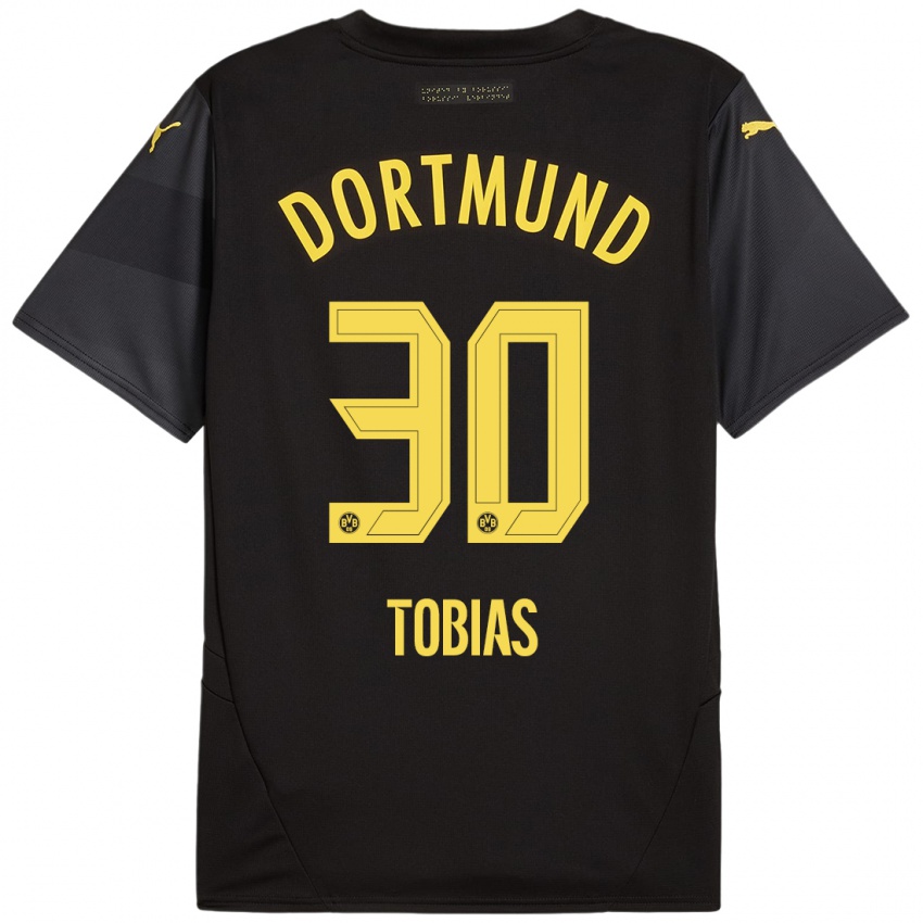 Niño Camiseta Vogt Tobias #30 Negro Amarillo 2ª Equipación 2024/25 La Camisa