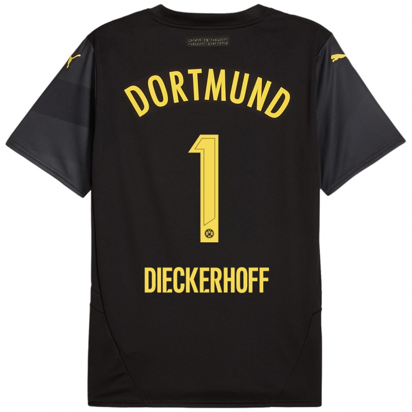 Niño Camiseta Max Dieckerhoff #1 Negro Amarillo 2ª Equipación 2024/25 La Camisa